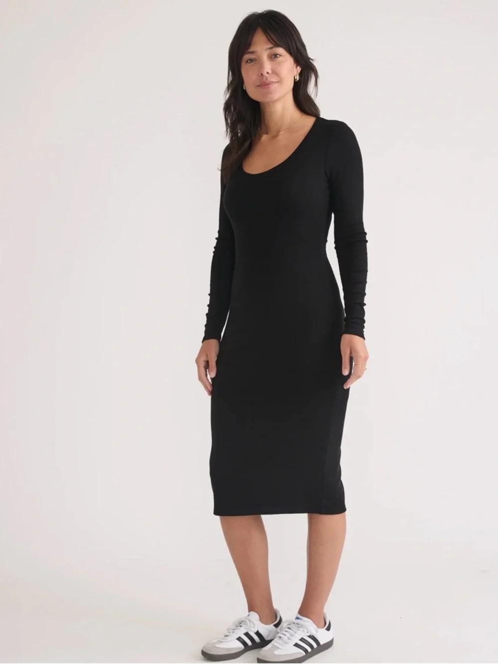Marine Layer Black Long Sleeve Midi Dress great condition size Medium